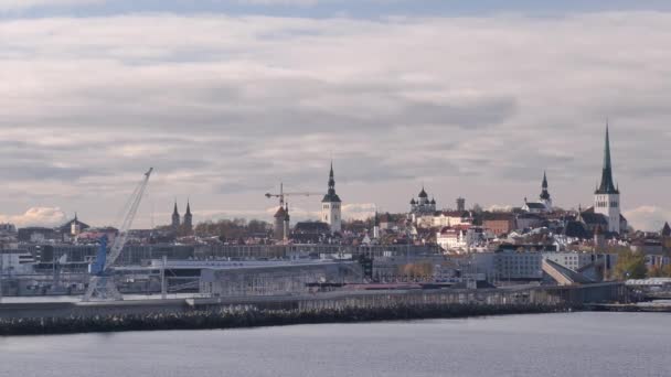 Tallinn Estonia Oktober 2021 Gambar Indah Tallinn Dilihat Dari Kapal — Stok Video