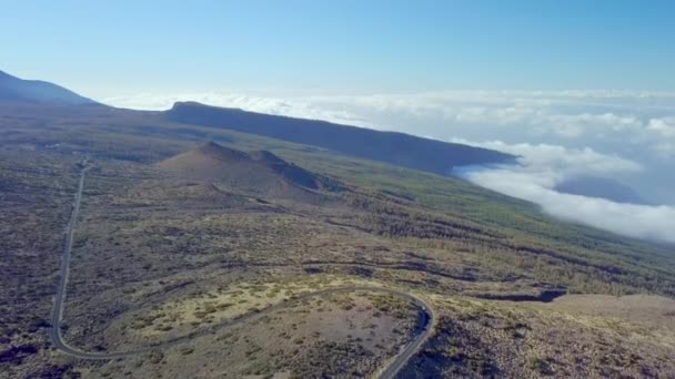 Panorama Veduta Aerea Delle Verdi Montagne Tenerife Spagna Con Vulcano — Video Stock
