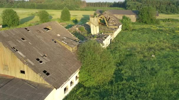 Koeru Estonia July 2021 Aerial Shot Forgotten Farm Building Showing — Video Stock