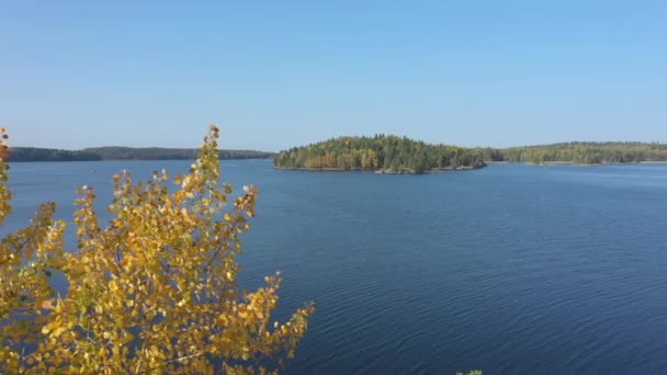 Small Island Middle Lake Saimaa Finland Russian Finnish Border Geology — Stockvideo