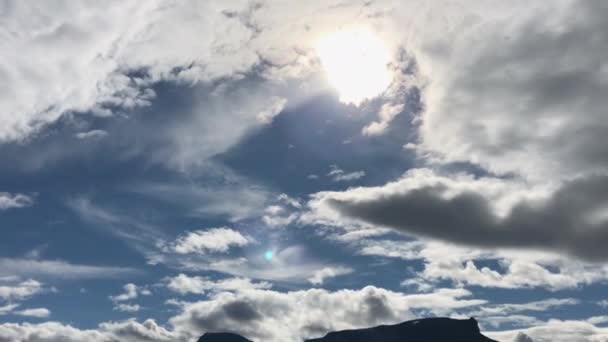 View White Clouds Sky Norway Sun Shining Bright Timelapse — Wideo stockowe
