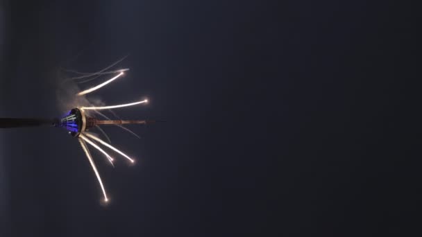 Tallinn Estonia August 2020 Bright Fireworks Coming Tower Tallinn Estonia — Stock video
