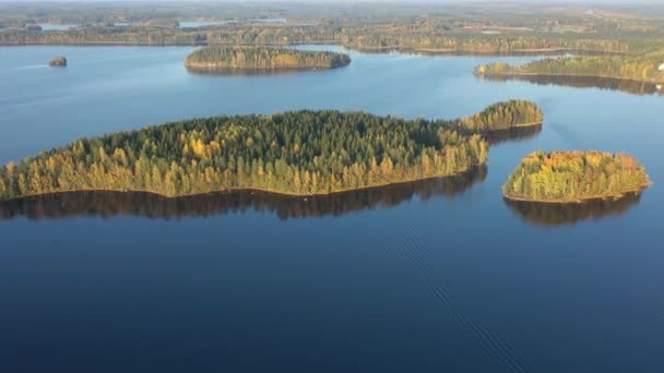 Aerial View Island Trees Lake Saimaa Finland Russian Finnish Border — 图库视频影像