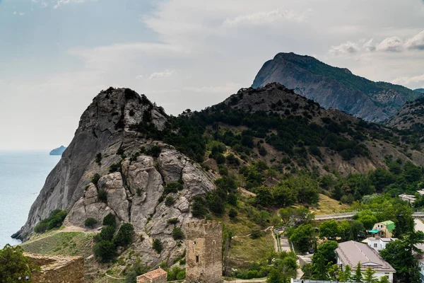 Republika Krymu Lipca 2021 Widok Przez Góry Cape Kapchik Przypominający — Zdjęcie stockowe
