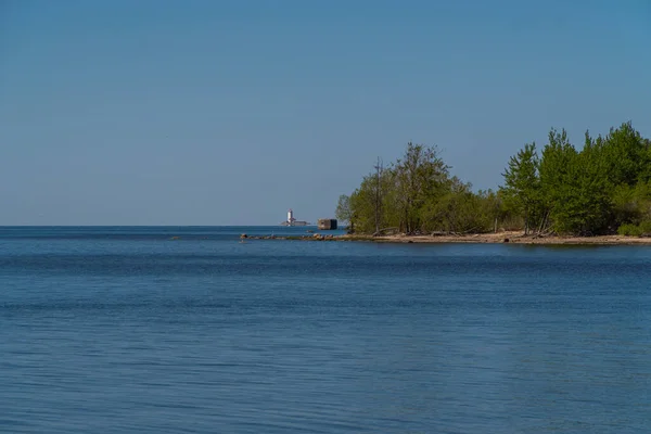 Rosja Kronstadt Maja 2021 Malowniczy Krajobraz Fort Reef Latarnia Morska — Zdjęcie stockowe