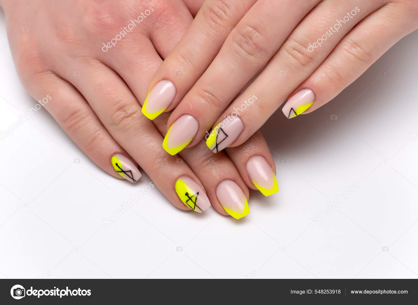 yellow french nail designs