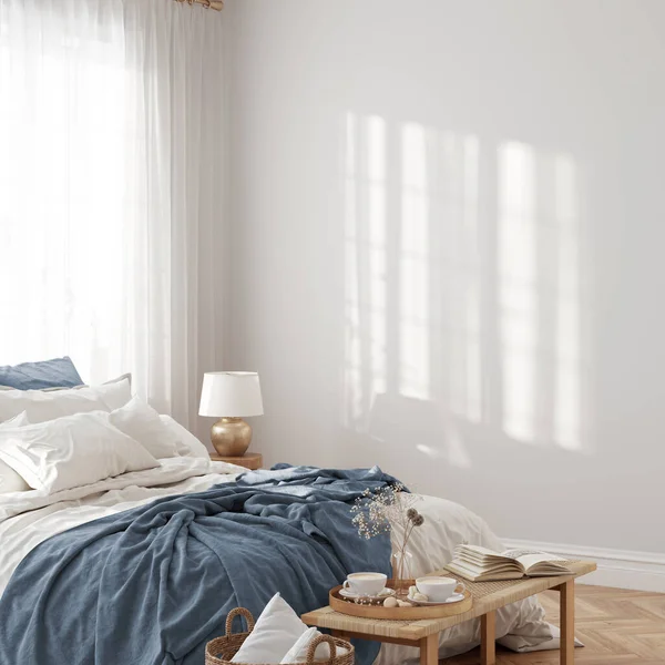 Sunny Eco Friendly Interior Style Living Room Wall Mockup Wall — Stock Photo, Image