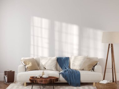 Boho stili iç mimari duvar modeli. 3d görüntüleme, 3d illüstrasyon