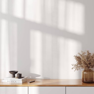 Boho stili iç mimari duvar modeli. 3d görüntüleme, 3d illüstrasyon