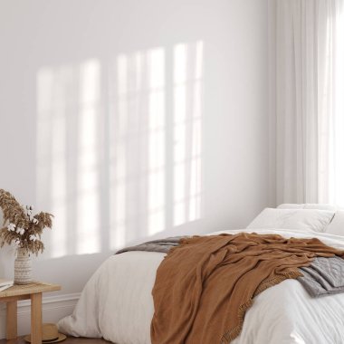 Boho stili iç mimari duvar modeli. 3d görüntüleme, 3d illüstrasyon