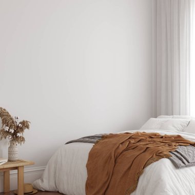 Boho stili iç mimari duvar modeli. 3d görüntüleme, 3d illüstrasyon