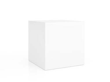 Beyaz arka planda beyaz küp modeli. 3d oluşturma.