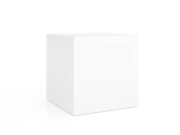 Mockup Cubo Bianco Sfondo Bianco Rendering — Foto Stock