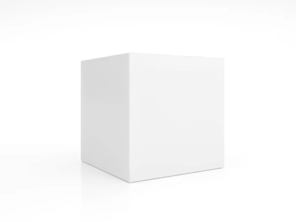 Maqueta Cubo Blanco Sobre Fondo Blanco Renderizado —  Fotos de Stock