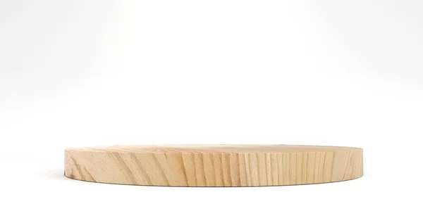 Wood Pedestal Podium Mockup White Background Rendering — Stock Photo, Image