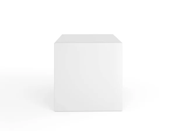 Maqueta Cubo Blanco Sobre Fondo Blanco Renderizado —  Fotos de Stock