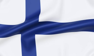 Finlandiya bayrağı, gerçekçi 3D görüntüleme.