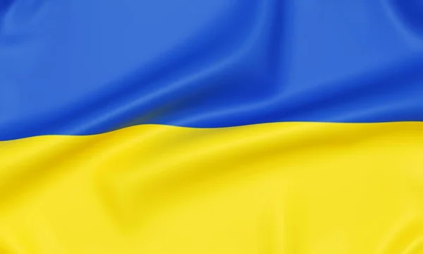 Flaga Ukrainy Realistyczne Renderowania — Zdjęcie stockowe