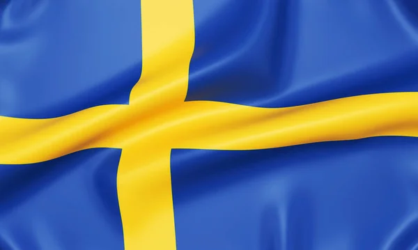 Švédská Vlajka Realistické Vykreslování — Stock fotografie