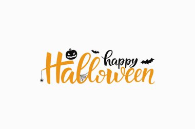 Mutlu Cadılar Bayramı mektupları, vektör fırça kaligrafisi. İlan, poster, tebrik kartı, afiş, fiş için el yazısı Cadılar Bayramı baskı. El çizimi dekoratif tasarım ögesi.