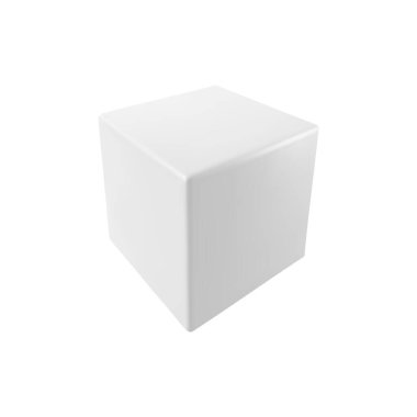 Vektör 3 boyutlu beyaz küp. Gerçekçi izole edilmiş 3D nesne.