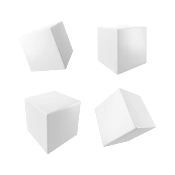 ベクトル3Dホワイトキューブセット 現実的な孤立した3Dオブジェクト — ストックベクタ