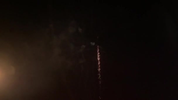 Celebration Display Red Green Fireworks Dark Sky High Quality Footage — Stok video
