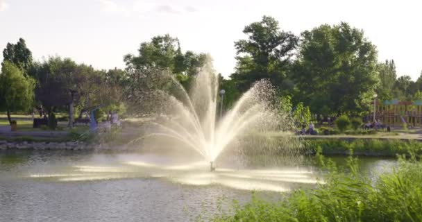 Fountain City Park Large Fountain Lake — Stock Video