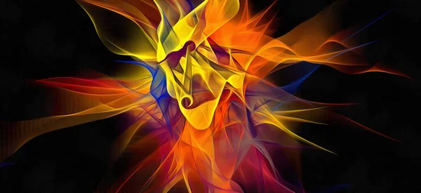 Abstract Electrifying Lines Smoky Fractal Pattern Digital Illustration Art Work — Stock Photo, Image