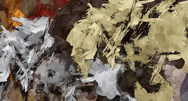 Абстрактная гранжевая фоновая графическая стилизация на текстурированном холсте хаотических мазков красок — стоковое фото