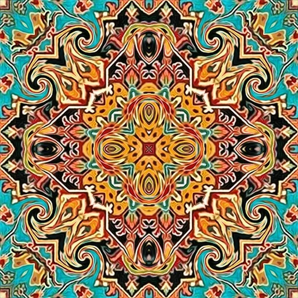 Abstraktní vinobraní pozadí barevné mozaiky symetrický vzor na texturované plátno barevné květinové dekorace Design pro tapisérie, tapety, — Stock fotografie