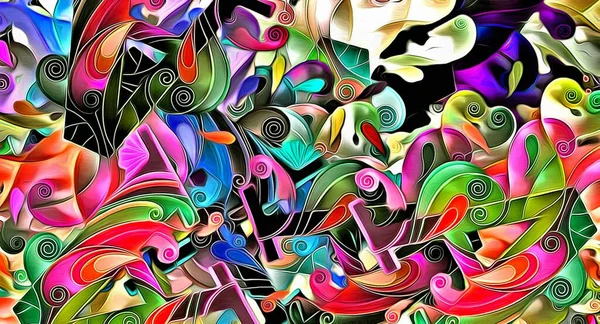 Abstrakter Psychedelischer Fraktaler Hintergrund Stilisierter Aquarell Illustration — Stockfoto