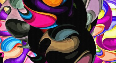 Stilize suluboya çiziminin soyut psikedelik fraktal arkaplanı