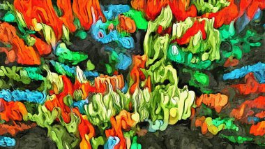 psychedelic arka plan renginden kaotik lekeleri fırça darbeleri farklı boyutlarda bulanık.