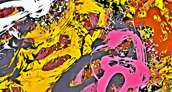 Abstraktní Ilustrace Výtvarné Barvy Psychedelické Fraktální Vlnité Spirální Linie Organické — Stock fotografie