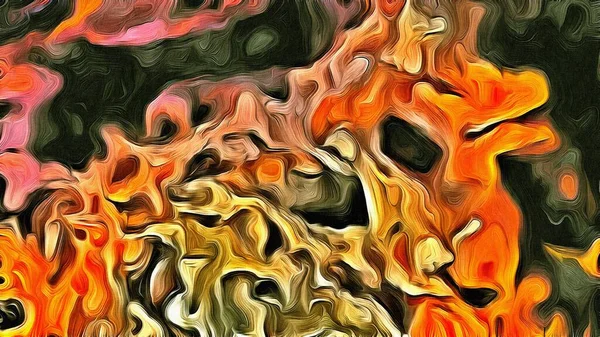 Abstracte Illustratie Kunst Kleur Psychedelische Fractal Golvende Spiraallijnen Organische Vormen — Stockfoto
