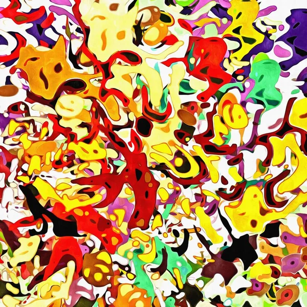 从彩色混沌模糊斑点的不同尺寸画笔笔画的抽象迷幻背景 — 图库照片