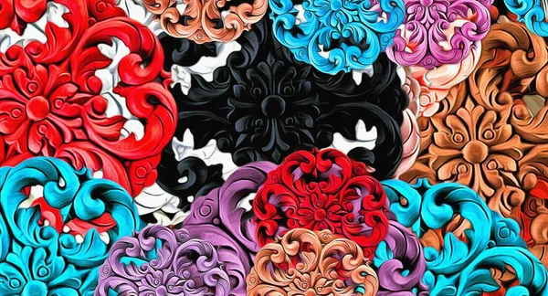 Ilustración Abstracta Arte Color Psicodélico Fractal Ondulado Espiral Líneas Formas — Foto de Stock