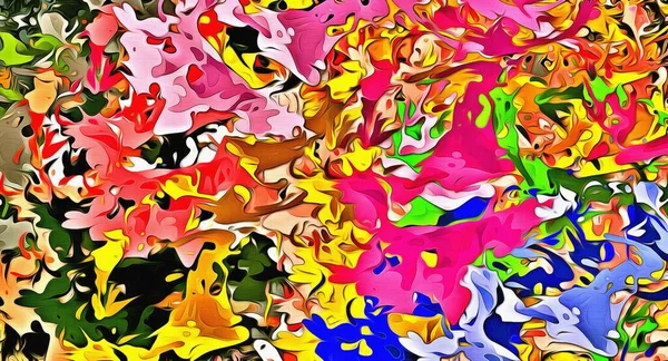 Abstrakt Illustration Konst Färg Psykedelisk Fraktal Vågiga Spiral Linjer Organiska — Stockfoto