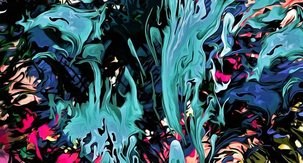 Abstrakte Illustration Kunst Farbe Psychedelisch Fraktale Wellige Spirallinien Organische Formen — Stockfoto