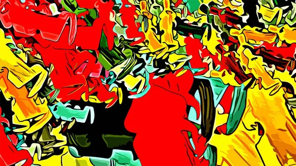 Abstracte Psychedelische Achtergrond Van Kleur Chaotische Wazig Penseelstreken Vlekken Van — Stockvector