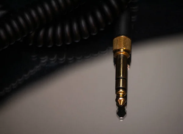 Conector Trs Chapado Oro Para Señal Audio Analógica Coloca Sobre — Foto de Stock