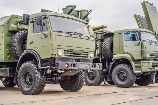 Russia, Vladivostok, 26.08.2021 - Exhibition of military equipment and transport in Russia