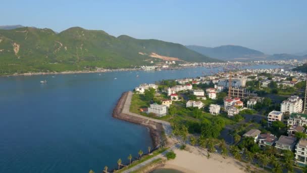 Aerial shot of the An Vien district of the city of Nha Trang in Vietnam. A popular tourist destination in Southern Vietnam — Stock Video