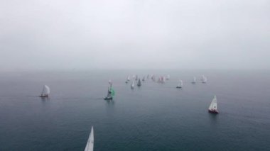 Hava görüntüsü. Slow Motion yarış teknelerinin videosu