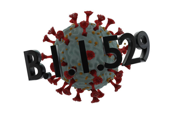 3D рендеринг нового штамма коронавируса B.1.529. New strain of coronavirus B.1.529 found in Africa and around the world