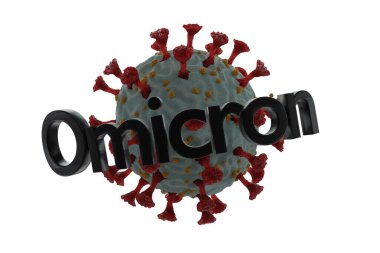 Yeni bir koronavirüsün 3 boyutlu görüntüsü. COVID 'nin Omicron versiyonu. Yeni bir tür koronavirüs B.1.529 Afrika 'da ve tüm dünyada bulunur.