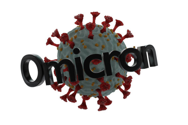 3D рендеринг нового штамма коронавируса. Омикронный вариант COVID. New strain of coronavirus B.1.529 found in Africa and around the world