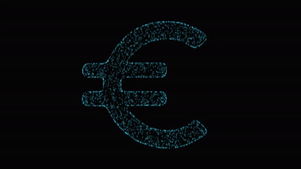 3Dレンダリング。暗号ユーロの概念。主要な世界通貨はデジタル化の準備をする。アルファマット付き — ストック動画