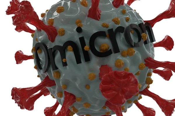 3D-рендеринг нового штам коронавірусу. Omicron - варіант COVID. Новий штам коронавірусу B.1.529, знайдений в Африці та по всьому світу. — стокове фото